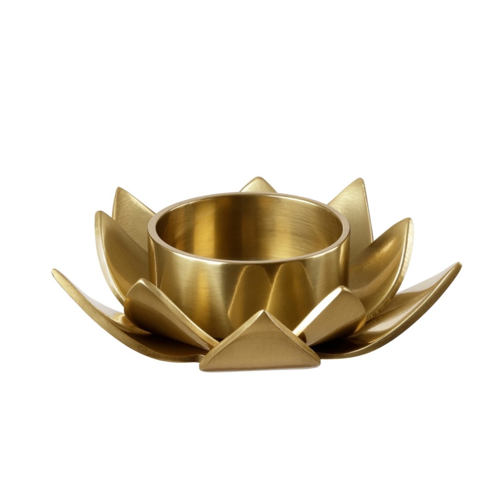 Set of 2 - Gold Lotus Candle Holders